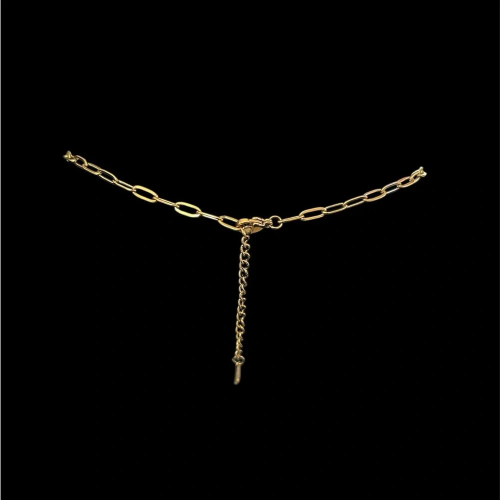 Hamsa Hand Evil Eye Gold Tone Necklace Dainty Paperclip Chain Charm Jewelry
